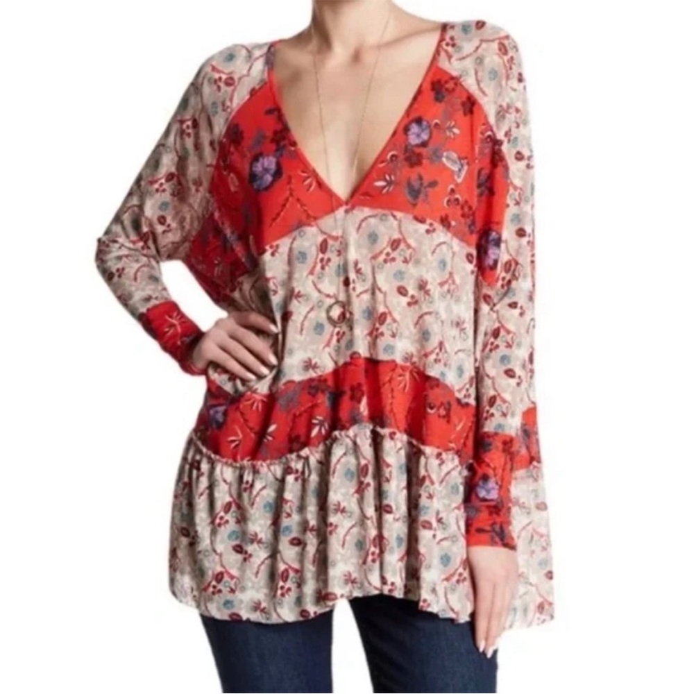 Free People Isabelle Boho Patchwork Floral Tunic … - image 3